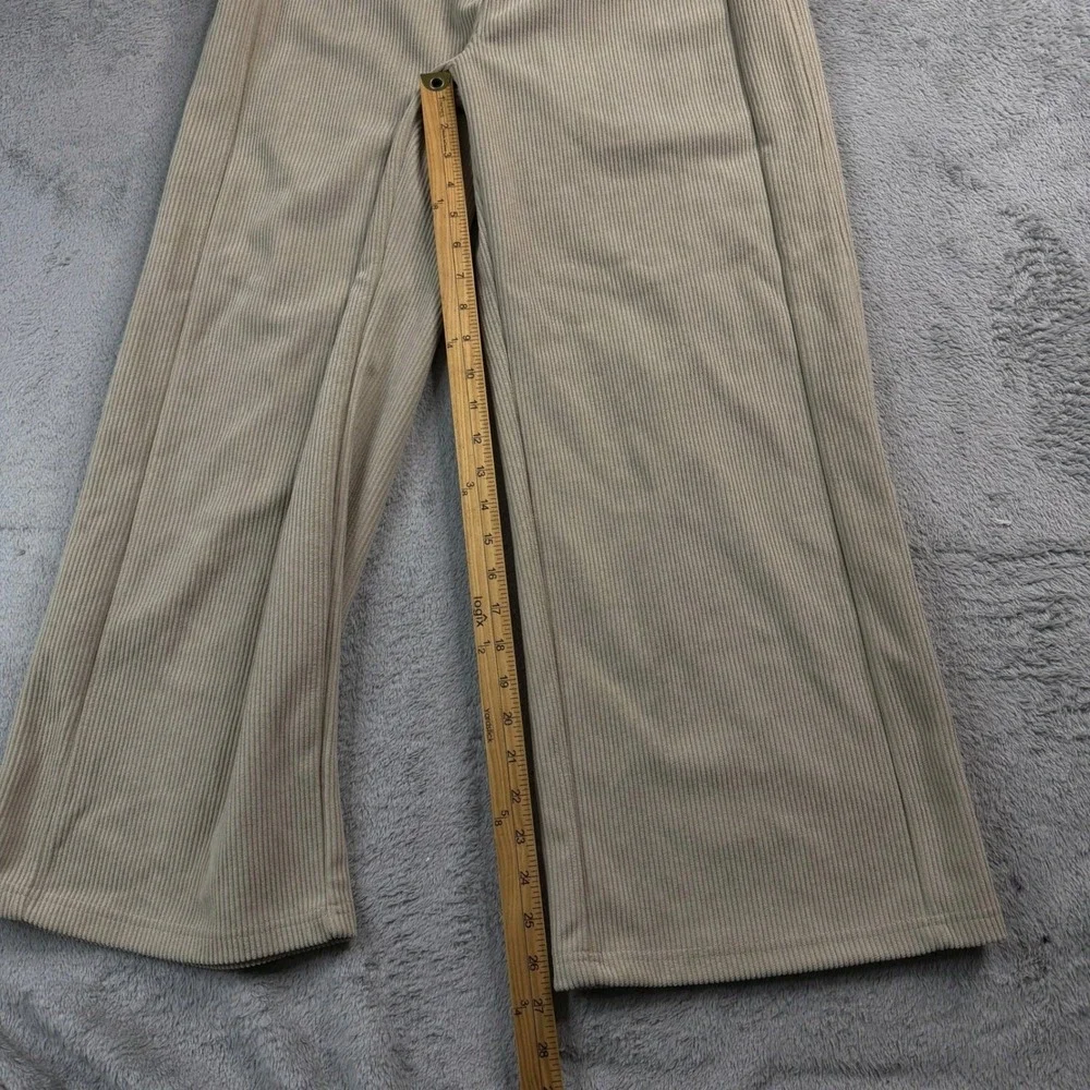 NWT Halara Wide Leg Ribbed Corduroy Pants Beige‎ Tan Petite Small 02760726